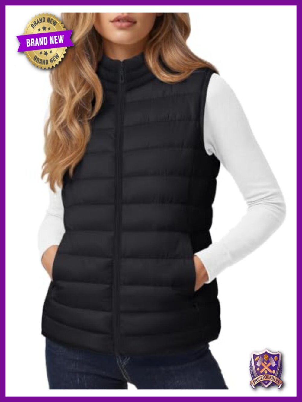 Lightweight Quilted Puffer Vest Zip-Up Sleeveless Women's Outerwear